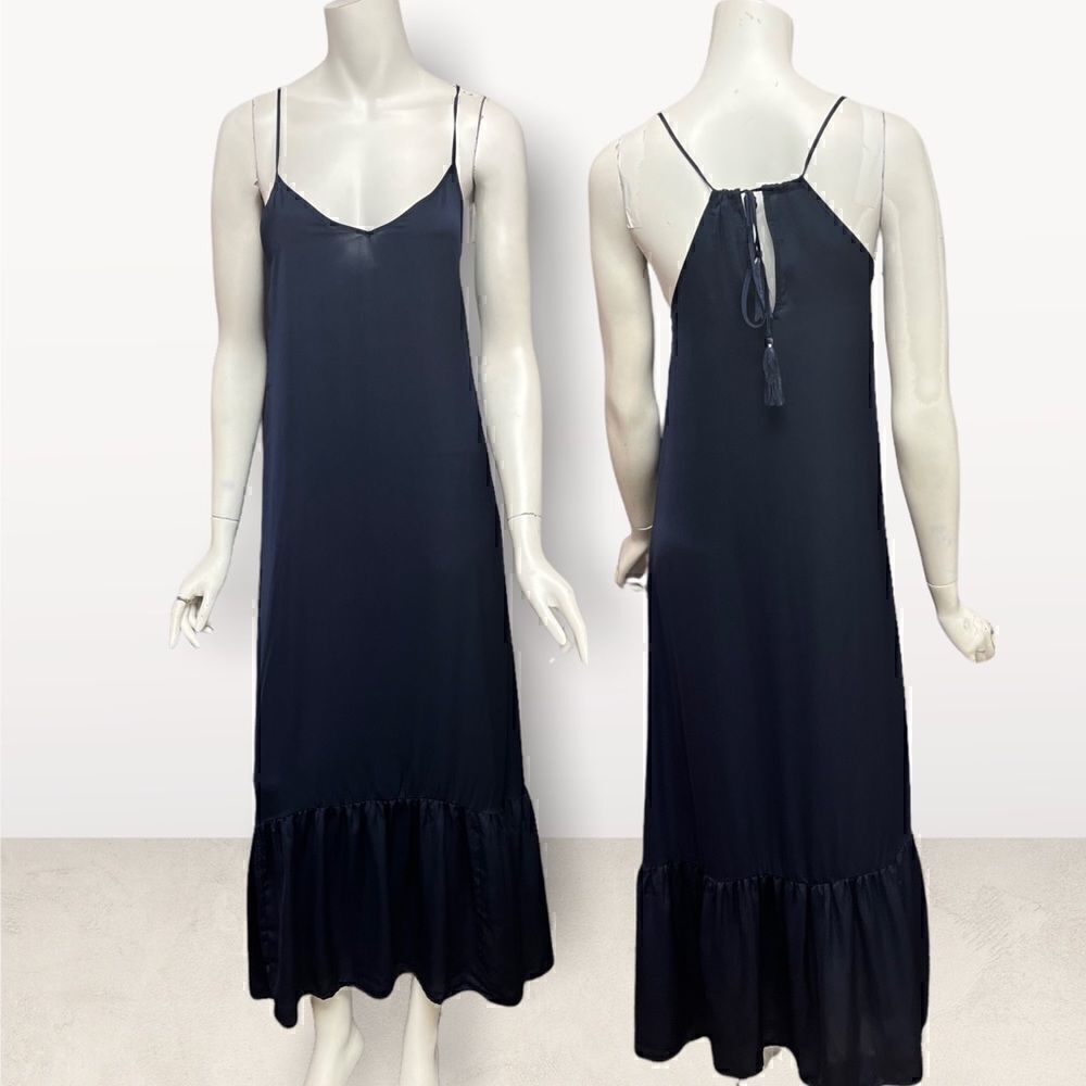 ‎J. Crew Blue Back Tie & Tassel Slip Dress